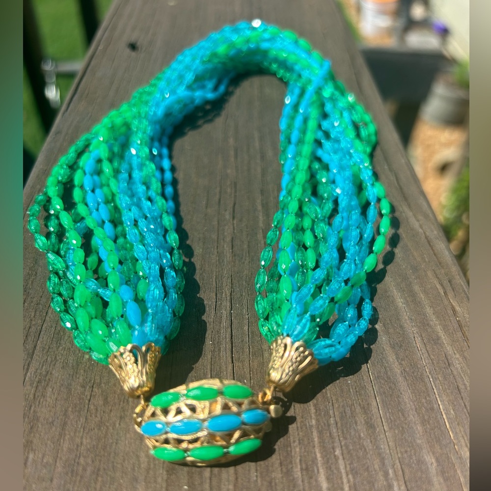 Vintage multi string beaded necklace